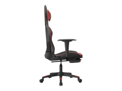Cadeira gaming massagem + apoio couro art. preto/vermelho tinto