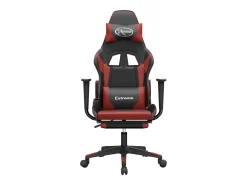 Cadeira gaming massagem + apoio couro art. preto/vermelho tinto