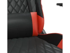 Cadeira gaming massagem + apoio pés couro artif. preto/vermelho