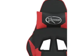 Cadeira gaming massagens couro artificial preto e vermelho
