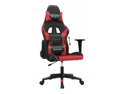 Cadeira gaming massagens couro artificial preto e vermelho