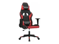 Cadeira gaming massagens couro artificial preto e vermelho