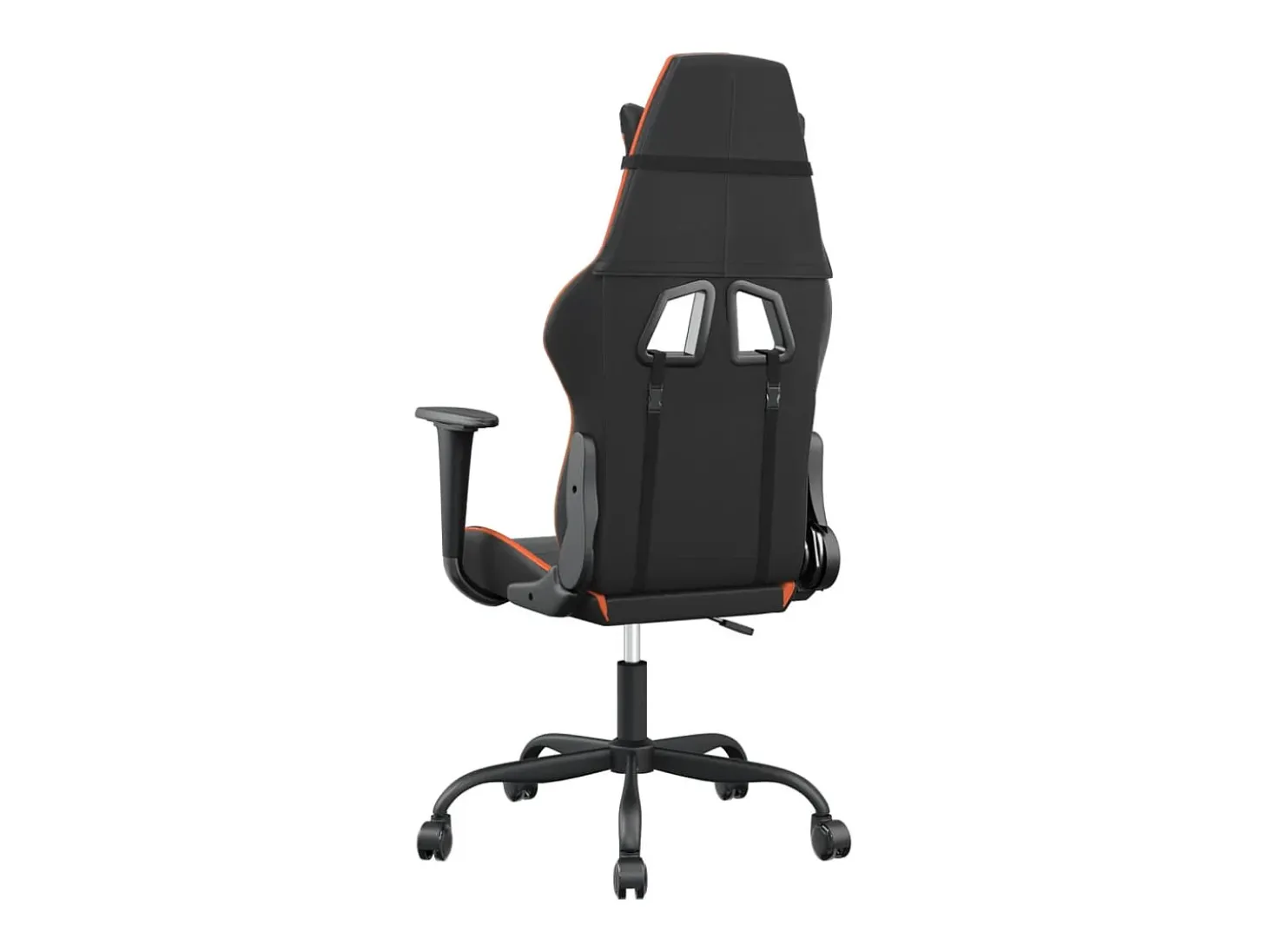 Cadeira gaming massagens couro artificial preto e laranja