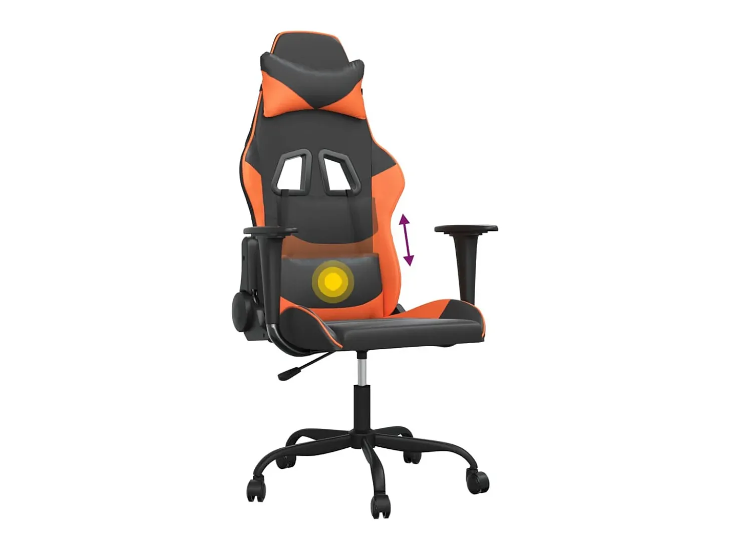 Cadeira gaming massagens couro artificial preto e laranja