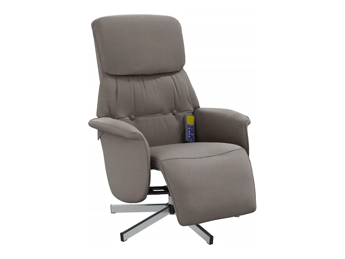 Cadeira massagens reclin. com apoio pés tecido cinza-acastanhado SHL73490