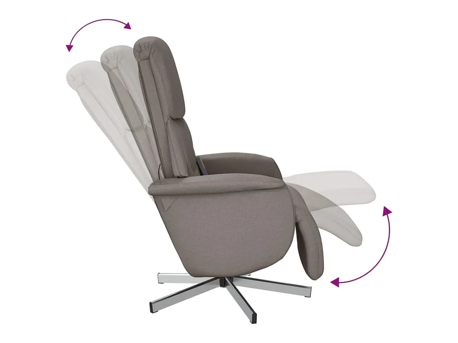 Cadeira massagens reclin. com apoio pés tecido cinza-acastanhado SHL73490
