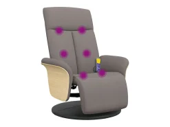 Cadeira massagens reclin. com apoio pés tecido cinza-acastanhado SHL275344