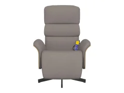 Cadeira massagens reclin. com apoio pés tecido cinza-acastanhado SHL512810