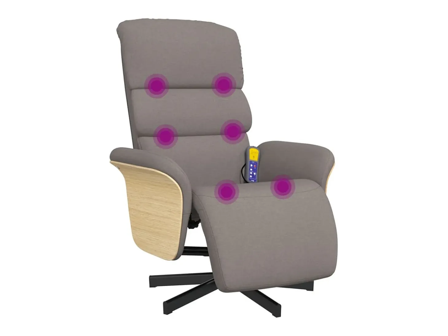 Cadeira massagens reclin. com apoio pés tecido cinza-acastanhado SHL512810