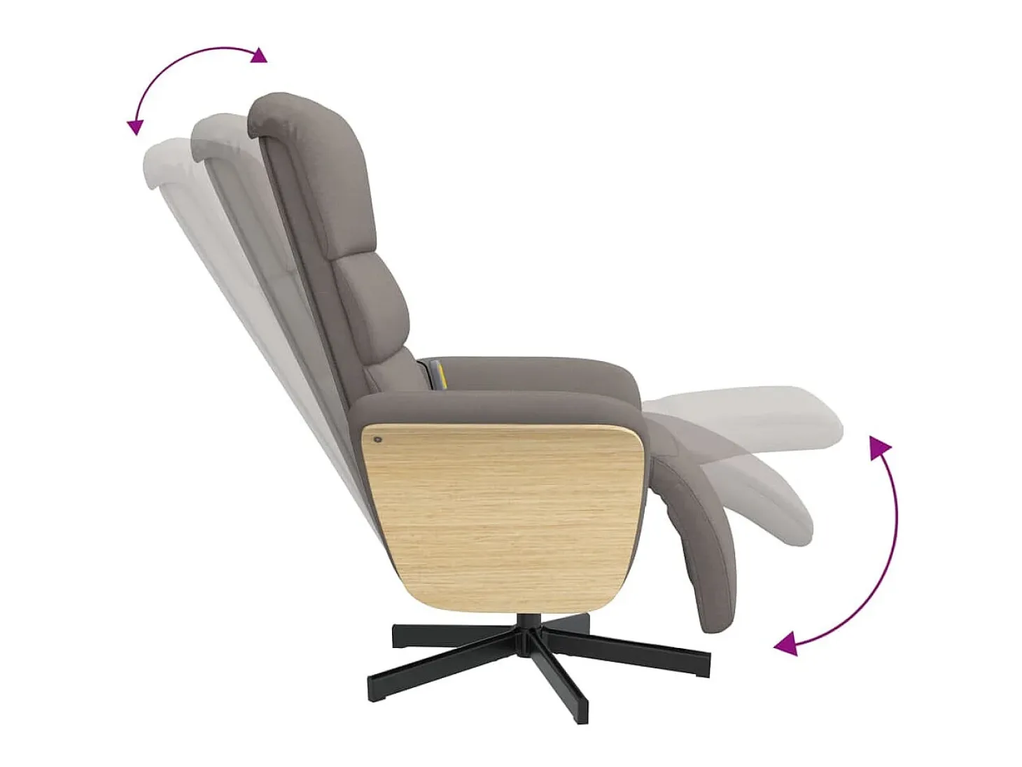 Cadeira massagens reclin. com apoio pés tecido cinza-acastanhado SHL512810