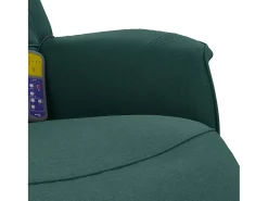 Cadeira massagens reclinável com apoio pés tecido verde-escuro SHL35424