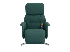 Cadeira massagens reclinável com apoio pés tecido verde-escuro SHL35424