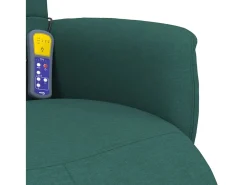 Cadeira massagens reclinável com apoio pés tecido verde-escuro SHL435985