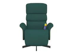 Cadeira massagens reclinável com apoio pés tecido verde-escuro SHL700530