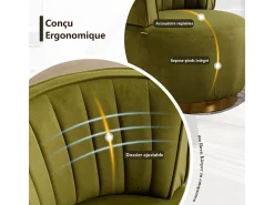 Cadeira Redonda Blataforma em Tecido de Loop Green Green - Backrest ergonômico - MAX 150KG - 62,5X62X69.5CM