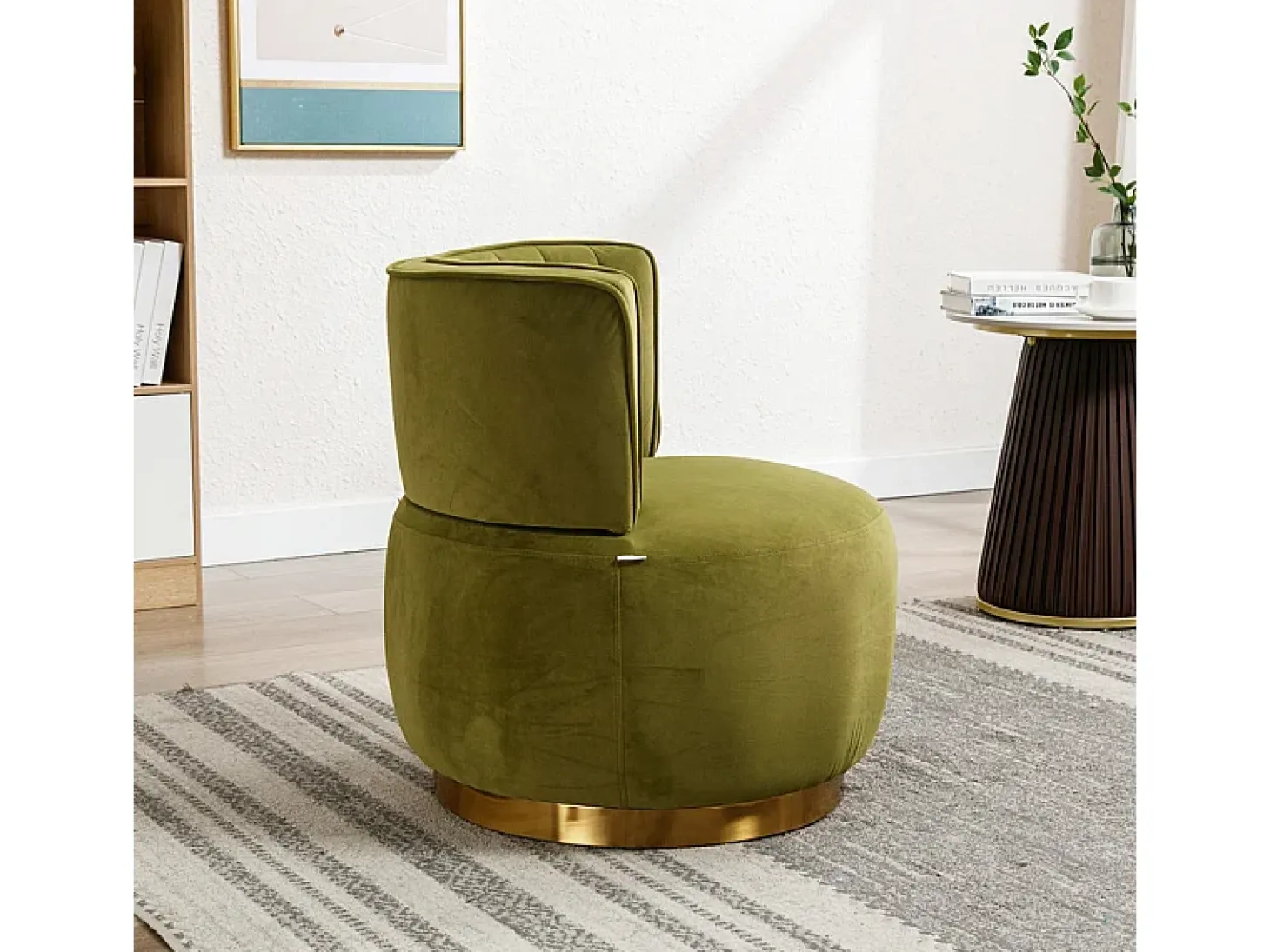 Cadeira Redonda Blataforma em Tecido de Loop Green Green - Backrest ergonômico - MAX 150KG - 62,5X62X69.5CM