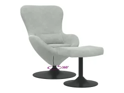 Cadeira Relax | Cadeira com Puff Cinzento-claro 63x73x90 cm Veludo SHL26587