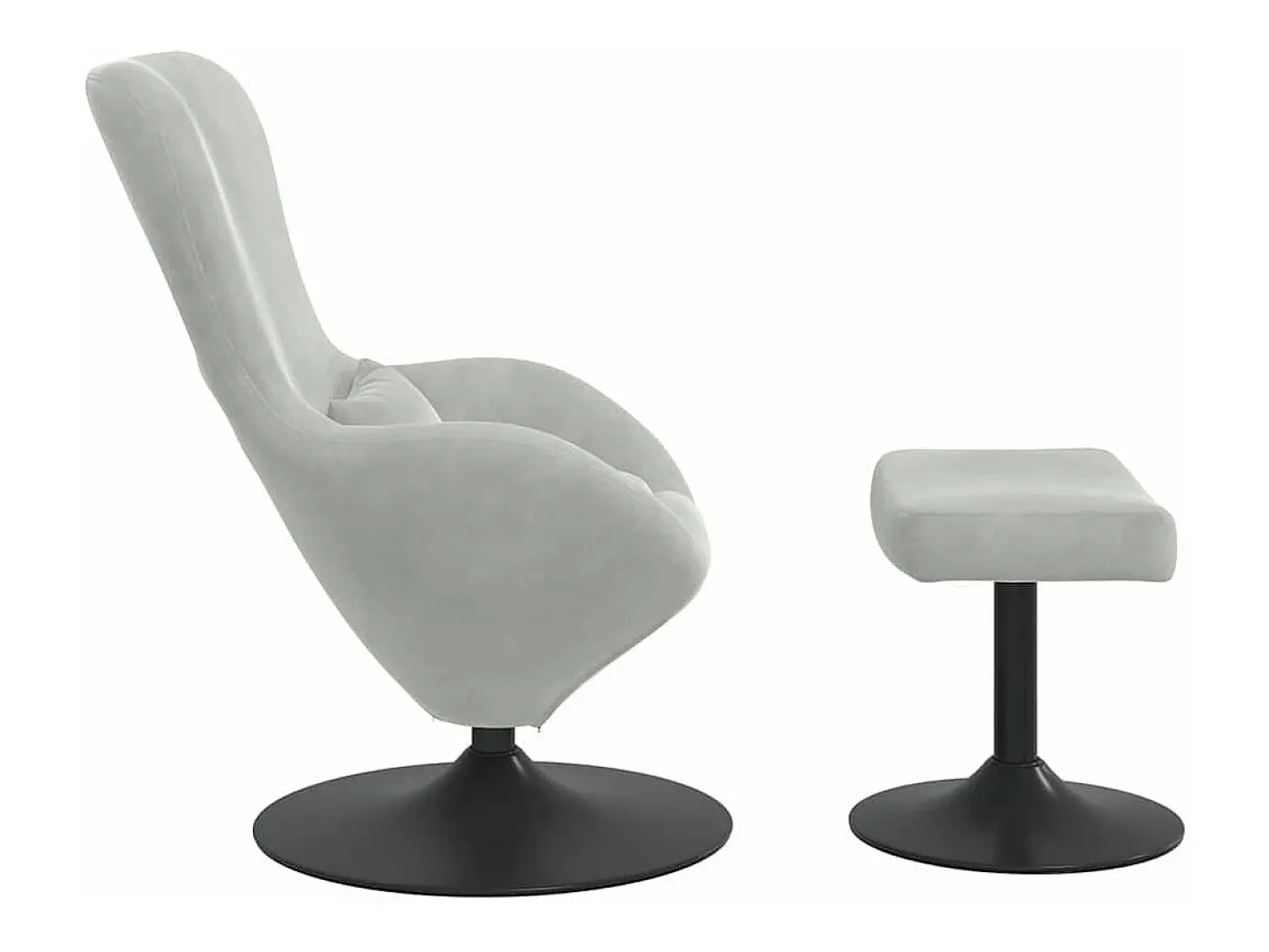 Cadeira Relax | Cadeira com Puff Cinzento-claro 63x73x90 cm Veludo SHL26587