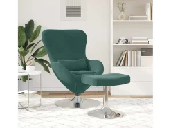 Cadeira Relax | Cadeira com Puff Verde-escuro 63x73x90 cm Veludo SHL228903