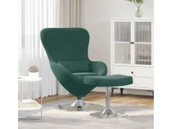 Cadeira Relax | Cadeira com Puff Verde-escuro 63x73x90 cm Veludo SHL228903