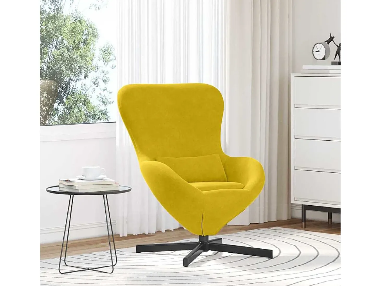 Cadeira Relax | Cadeira ovo Amarelo 63x73x90 cm Veludo SHL946902