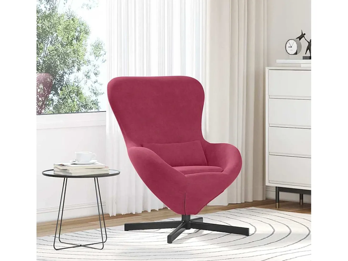 Cadeira Relax | Cadeira ovo vermelho tinto 63x73x90 cm Veludo SHL948976