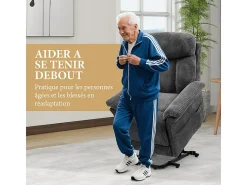 Cadeira relax de veludo cotelê com elevador elétrico, controle remoto, bolso lateral, regulável 90°-160°, Carga máxima de 150 kg, Cinza