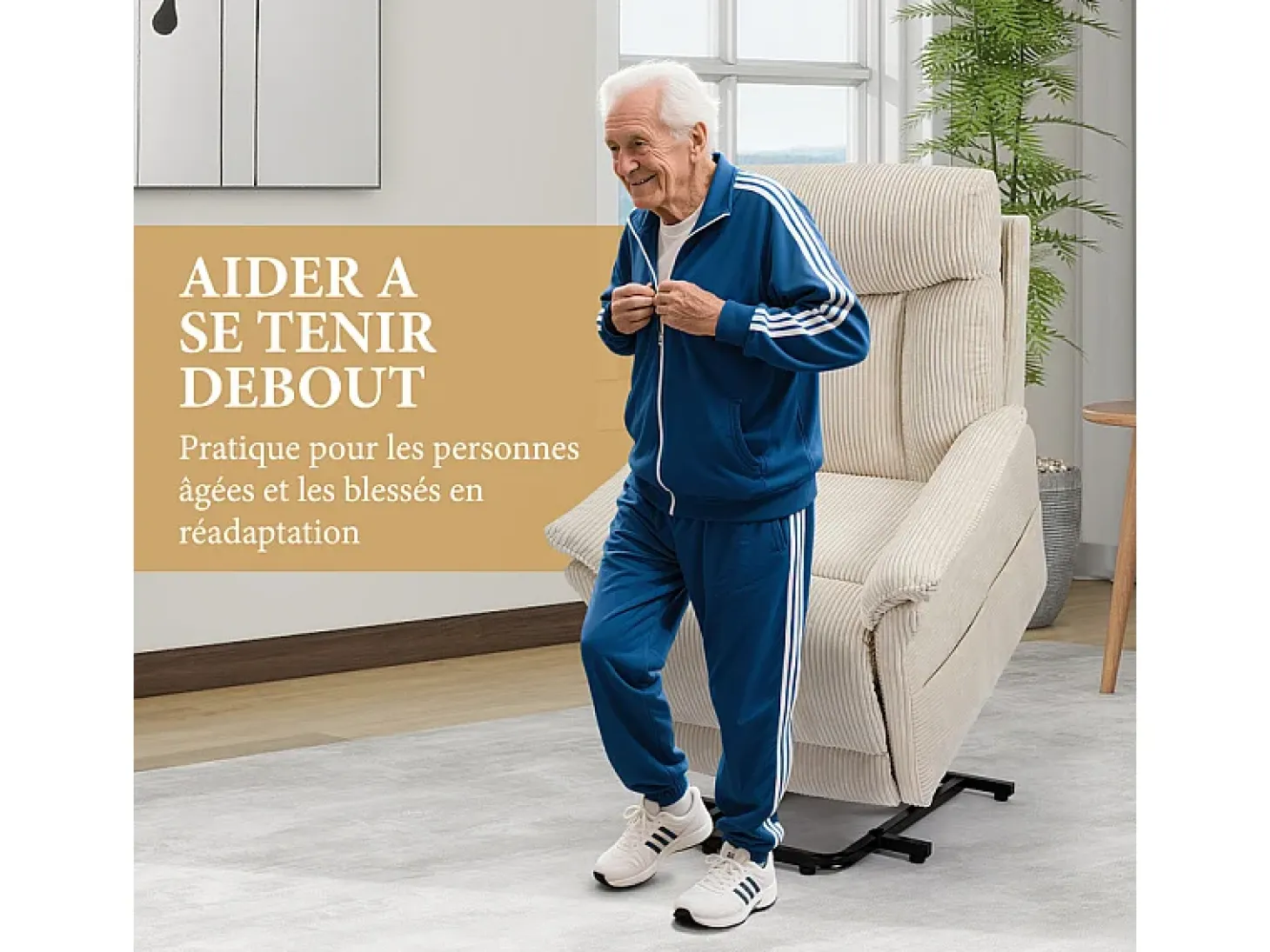Cadeira relax de veludo cotelê com elevador elétrico, controle remoto, bolso lateral, regulável 90°-160°, Bege