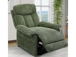 Cadeira relax de veludo cotelê com elevador elétrico, controle remoto, bolso lateral, regulável 90°-160°, Verde