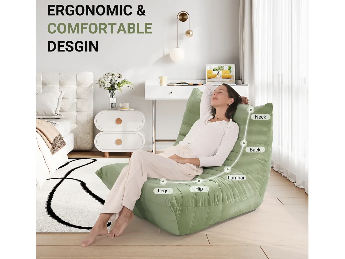 Cadeira Strazy na Caterpillar Green - assento profundo 62cm - 80x85x84cm
