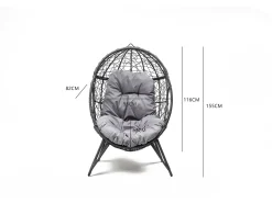 Cadeira suspensa de vime cinza JANE com almofada cinza - Design moderno para interior e exterior