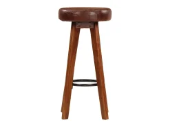 Cadeiras bar 2 pcs madeira maciça de acácia + couro genuíno PT770014