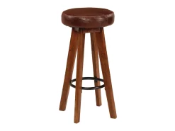 Cadeiras bar 2 pcs madeira maciça de acácia + couro genuíno PT770014