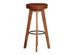 Cadeiras bar 2 pcs madeira maciça de acácia + couro genuíno