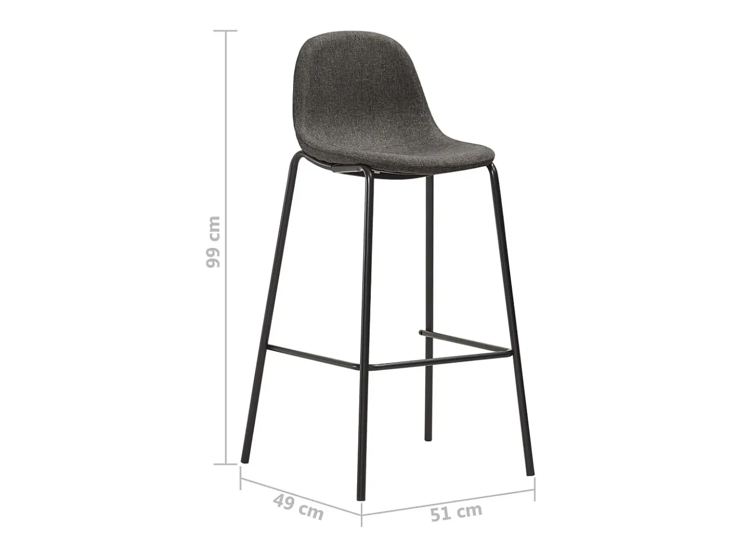 Cadeiras de bar 4 pcs tecido cinzento-escuro