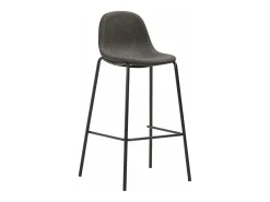 Cadeiras de bar 4 pcs tecido cinzento-escuro