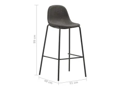 Cadeiras de bar 4 pcs tecido cinzento-escuro