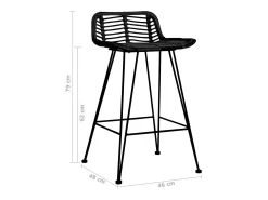 Cadeiras de bar 2 pcs vime preto