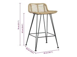 Cadeiras de bar 2 pcs vime genuíno