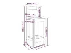 Cadeiras de bar 2 pcs 40x41,5x112 cm pinho maciço
