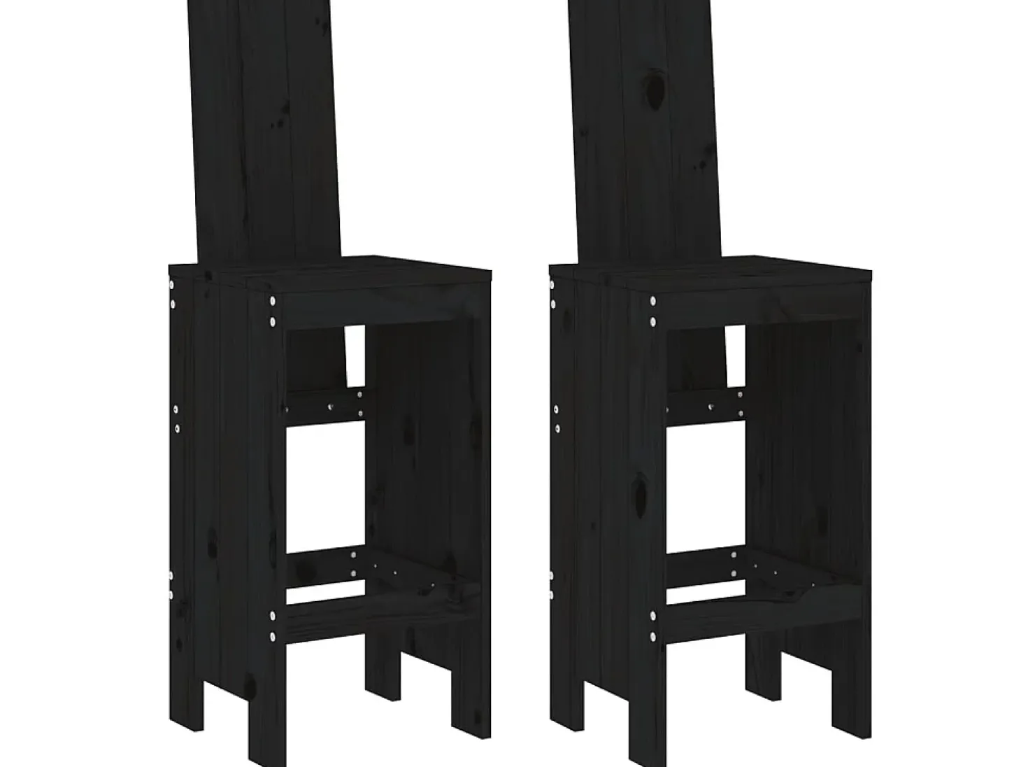 Cadeiras de bar 2 pcs 40x42x120 cm pinho maciço preto PT123095