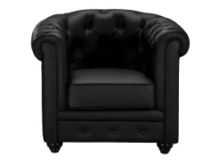Cadeirão acolchoado em pele sintética Preto - CHESTERFIELD
