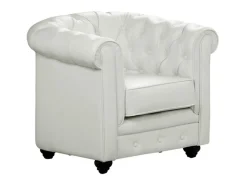 Cadeirão acolchoado em pele sintética Branco - CHESTERFIELD