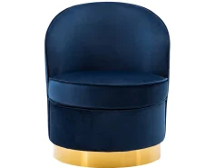 Cadeirão com base de metal dourado em veludo Azul-escuro - SANELA