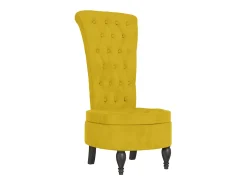 Cadeirão com encosto alto veludo amarelo design de botões