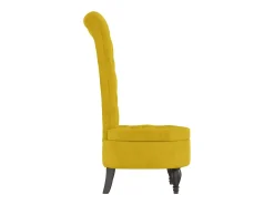 Cadeirão com encosto alto veludo amarelo design de botões