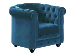 Cadeirão conforto em veludo azul esverdeado - CHESTERFIELD