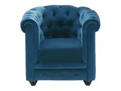 Cadeirão conforto em veludo azul esverdeado - CHESTERFIELD