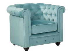 Cadeirão conforto em veludo azul pastel - CHESTERFIELD