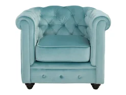 Cadeirão conforto em veludo azul pastel - CHESTERFIELD